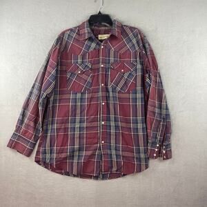 Bit & Bridle Purple & Maroon Plaid Pearl Snap Men’s Long Sleeve Shirt Size XL